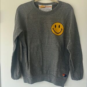 Aviator Nation Gray and Yellow Crewneck Sweater